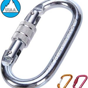Climbing Carabiner - UIAA & CE Rated Carabiner Clip | Heavy Duty Locking Carabiner for Climbing, Rigging, Ropes, Hammocks, Camping