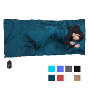 Browint Silk Sleeping Bag Liner, Silk Sleep Sheet, Sack, Extra Wide 87"x43", Lightweight Travel and Camping Sheet for Hotel, More Colors for Option, Reinforced Gussets, Pillow Pocket