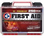 "Be Smart Get Prepared 250Piece First Aid Kit, Exceeds OSHA Ansi Standards for 50 People - Office, Home, Car, School, Emergency, Survival, Camping, Hunting, Sports"