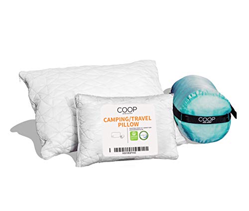 Coop Home Goods - Adjustable Travel and Camping Pillow - Hypoallergenic Shredded Memory Foam Fill - Lulltra Washable Cover - Includes Compressible Stuff Sack - CertiPUR-US/GREENGUARD Gold Certified