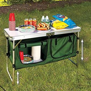 The Lakeside Collection Portable Outdoor Camping Kitchen Table with Storage