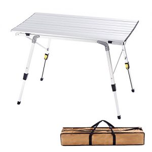 CampLand Aluminum Table Height Adjustable Folding Table Camping Outdoor Lightweight for Camping, Beach, Backyards, BBQ, Party