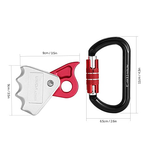 35KN Rappel Descender Jili Online Safety Fall Arrest Protection Harness Sitting Seat Belt 24KN Carabiner for Rock Climbing Caving Mountaineering Construction