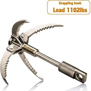 Grappling Hook Folding Survival Claw Multifunctional Stainless Steel Hook for Outdoor Camping Hiking Tree Rock Mountain Climbing (4 Claws)