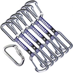 Omega Pacific Carabiner Quickdraw, Dash, Bright, Wire/Wire, 6 Pack, USA Made, ISO Cold Forged Aircraft Aluminum Alloy for Climbing