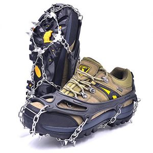 Leanking Ice Snow Grips, Traction Cleats Ice Cleats with 18 Spikes for Walking, Jogging, Climbing and Hiking on Snow, Ice, Mud, Sand and Wet Grass