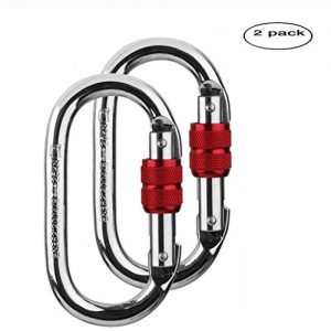 Yougeyu 2 Pack Climbing Carabiner(25KN=5600 lb) O-Shaped Super Strength Steel Screw Lock Protection Carabiner Clip for Climbing Hiking Yoga Hammock and Used for Exploring Rappelling