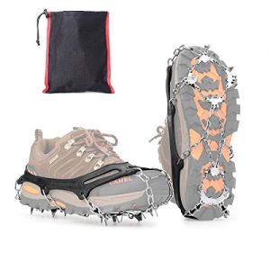 Tenei Crampons Microspikes Traction Cleats Ice Snow Grips Ice Cleats with 19 Spikes for Walking, Jogging, Climbing and Hiking on Snow, Ice, Mud, Sand and Wet Grass
