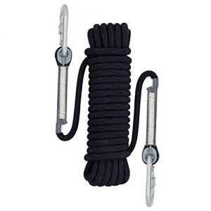 Sunzor Rock Climbing Rope | Outdoor Rope - 10mm Static Rope - Rappelling Rope - Rescue Rope - Safety Rope -Double OR Single Carabiner 33ft, 49ft, 66ft, 98ft, 164ft