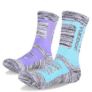 YUEDGE Women's Cushion Cotton Crew Socks Multi Performance Athletic Hiking Socks(2 Pairs/Pack)
