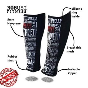 ROBUST FITNESS Shin Guards, 1 Pair, Protection & Compression, Quick to Dry, 5mm Neoprene Front, Breathable Back