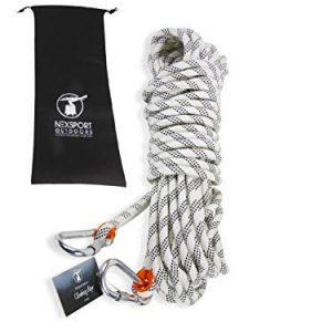 NexSport Outdoors 10mm Diameter Static Rock Climbing Rope, Safety Rescue Fire Escape Rappelling Rope, with Carabiner