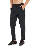 BALEAF Men's Woven Tapered Running Pants Lightweight Sun Protection UPF 50+ Zipper Pockets