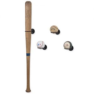 Wallniture Sporta Sports Memorabilia Baseball Bat and Ball Rack Holder Wall Mounted Display Rack Steel Black Set of 4