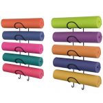 Wallniture Wall Mount Yoga Mat Foam Roller and Towel Rack for Your Fitness Class or Home Gym, Metal, 5-Sectional, Set of 2 Black