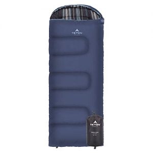 TETON Sports Celsius Junior Kids Sleeping Bag; Perfect for Camping, Traveling, and Sleepovers; Start Their Camping Experience Off Right; Sleeping Bag; Blue/Stripe Liner, Left Zip