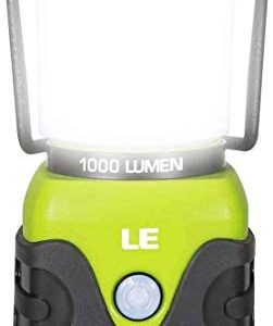 LE LED Camping Lantern, Battery Powered LED with 1000LM, 4 Light Modes, Waterproof Tent Light, Perfect Lantern Flashlight for Hurricane, Emergency, Survival Kits, Hiking, Fishing, Home and More,