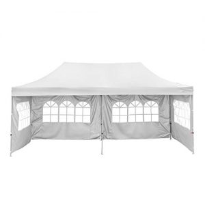 PUPZO Pop-Up Canopy Tent Gazebo 10x20 Portable Adjustable Carrying Bag Waterproof Party Camping Shelter Canopy (Whte with 4 sidewalls)