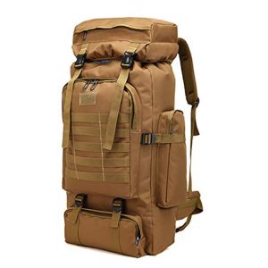 WintMing 70L Large Camping Hiking Backpack Tactical Military Molle Rucksack for Trekking Traveling Oxford Waterproof Mountaineering Pack Large Daypack for Men (Khaki)