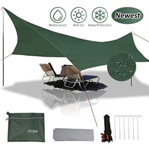 None Brand Pumoes Waterproof Camping Tarp, Hammock Rain Fly Tent Tarp Windproof Anti-UV for Camping Hiking Survival Gear Lightweight Compact Sun Shelter Mat Backpacking and Outdoor Adventure