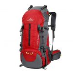 Hiking Backpack, Esup 50L Multipurpose Mountaineering Backpack with rain cover 45l+5l Travel Camping Backpack (Red-50L)