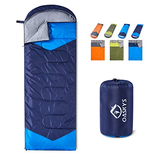 oaskys Camping Sleeping Bag - 3 Season Warm andCool Weather - Summer, Spring, Fall, Lightweight, Waterproof for Adults and Kids - Camping Gear Equipment, Traveling, and Outdoors.