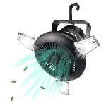 Misby Camping Fan with LED Lights, Portable Solar Tent Fan with Hanging Hook, Rechargeable Battery Operated USB Desk Fan for Camping, Home & Office(40 Hours Max Working Time)(Black)