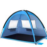 MOVTOTP Beach Tent Sun Shade Shelter, 3-4 Person Large SunShade Canopy UPF 50+ Sport Umbrella Instant Tent for Camping, Outdoor, Beach Accessories [2020 Updated]