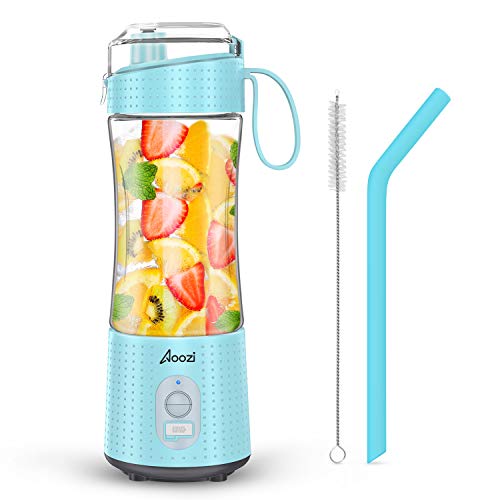 Portable Blender, Personal Size Blender Smoothies and Shakes, Mini Blender 4000mAh USB Rechargeable with Six Blades, Handheld Blender Sports,Travel,Gym (Blue)