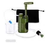 joypur Water Purifier Pump, 0.01 Micron 3-Stage Portable & Outdoor Water Filter for Camping, Hiking, Travel Abroad, Emergency, Backpacking, Survival with Replaceable Filter (Army Green)