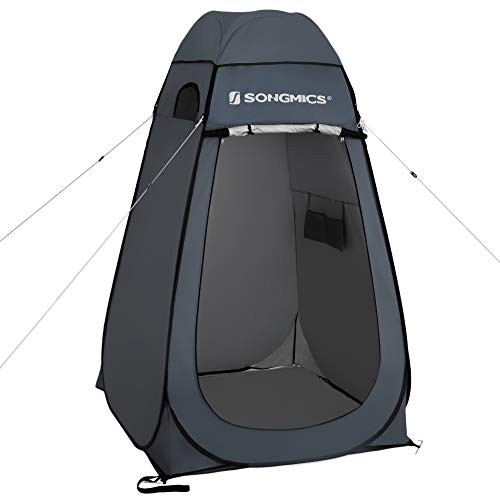 SONGMICS Pop up Tent, Privacy Shelter for Changing Room, Outdoor Camping Fishing Beach Shower Toilet, Portable, with Zippered Carrying Bag, Dark Gray UGPT01GY