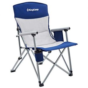 KingCamp Camping Chair Hard Arm Folding Camp Chair High Back Ergonom Outdoor Sports Chair for Adults with Cup Holder, Pocket, for Travel Picnic Hiking, Supports 300 lbs, Blue-Padded Back