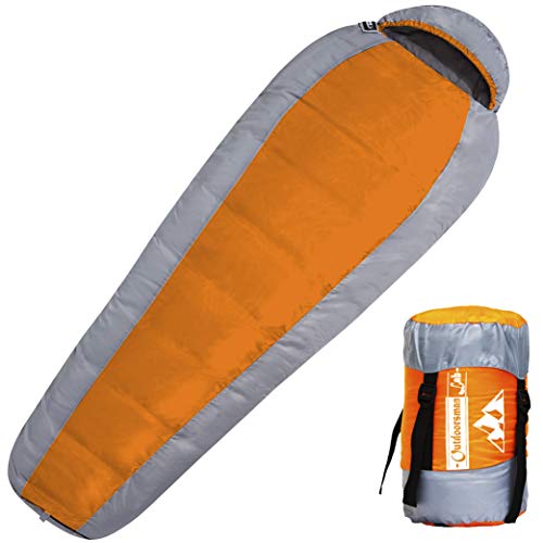 Outdoorsman Lab Mummy Sleeping Bag for Adults and Kids - All Seasons Ultralight (2.9 Lbs) - Compact, Portable Cold Weather Sleep Bag for Backpacking, Hiking, Camping, Travel - with Compression Sack
