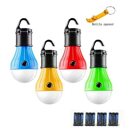 LED Camping Lantern, 4 Pack Portable Outdoor Tent Light Emergency Bulb Light for Camping, Hiking, Outage, Fishing, Outdoors & Indoors Emergency Lighting, Battery Powered(Include)
