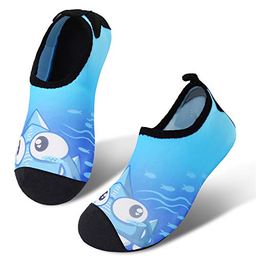 JIASUQI Kids Boys Aqua Water Beach Shoes for Outdoor Swim Camping Blue Shark US 12.5-13 M Little Kid