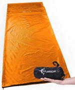 Vumos Sleeping Bag Liner and Camping Sheet - Silk Like Material for Travel - Has Full Length Zipper - Orange