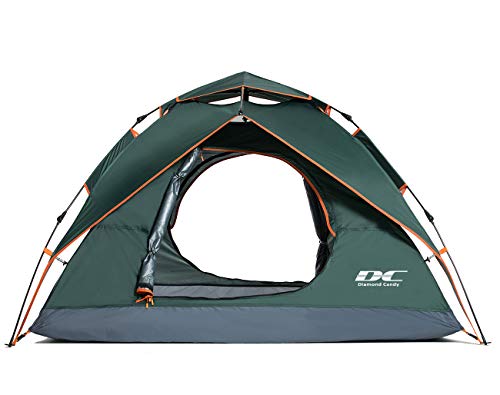 Diamond Candy Pop Up Tent 2-3 Person Waterproof Tents for Camping, Black Green