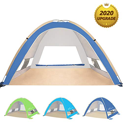 KEUMER Venustas Large Pop Up Beach Tent Automatic Sun Shelter Cabana Easy Set Up Light Weight Camping Fishing Tents 4 Person Anti-UV Portable Sunshade for Family Adults