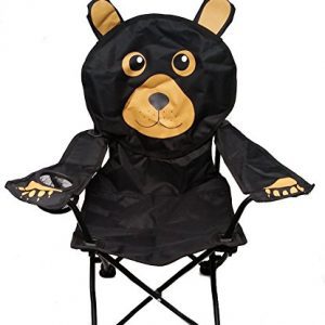 Kids' Black Bear Folding Camp Chair with Cup Holder and Carry Bag