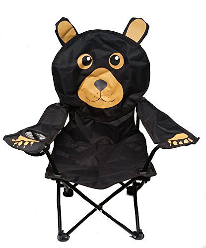 Kids' Black Bear Folding Camp Chair with Cup Holder and Carry Bag