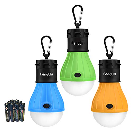 FengChi LED Camping Lantern, [3 Pack] Portable Outdoor Tent Light Emergency Light for Camping, Hiking, Fishing,Hurricane, Storm, Outage (MultiGreenbo1)