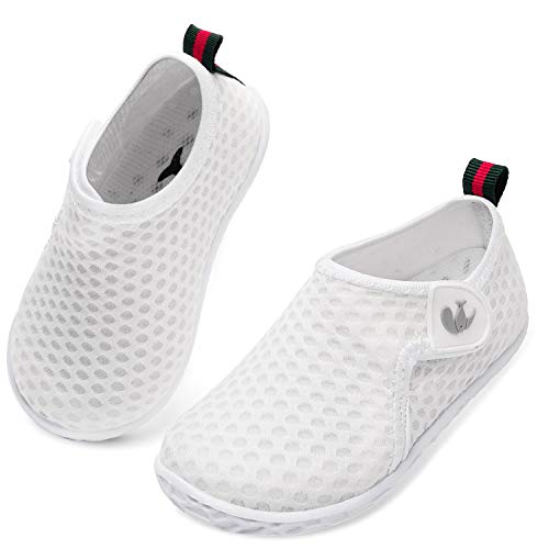 JIASUQI Baby Girls Boys Aqua Water Walking Shoes Beach Sandals for Outdoor Swim Camping Dot White 2-2.5 Years