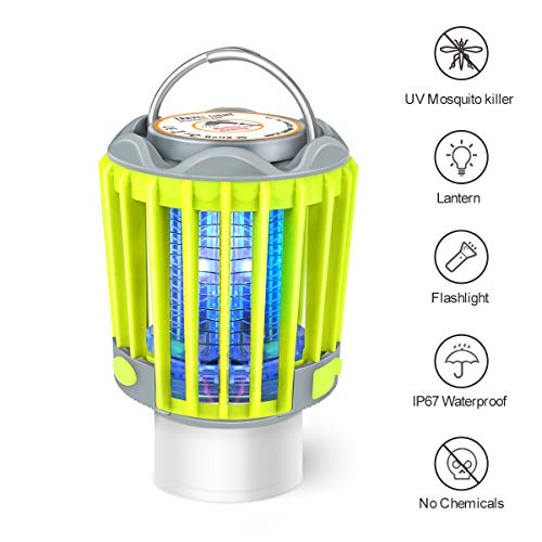 Waterproof Rechargeable Mosquito Killer Portable Compact Camping Gear for Outdoors ERAVSOW Bug Zapper & LED Camping Lantern & Flashlight 3-in-1
