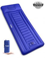 Sable Camping Sleeping Pad/Mat, Most Comfortable Camp Sleep Air Mattress with Built-in Pillow & Pump, Insulated & Ultralight, Compact Portable Fast Inflatable for Backpacking Hiking Tent, 5R-Value