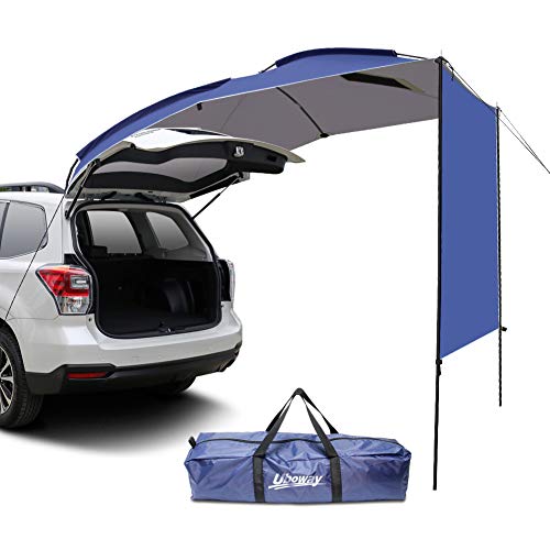 UBOWAY Awning Sun Shelter: Waterproof Auto Canopy Camper Trailer Tent Roof Top for SUV Minivan Hatchback Camping Outdoor Travel 5-6Persons
