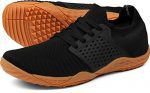 WHITIN Women's Low Zero Drop Shoes Minimalist Barefoot Trail Running Camping Size 7.5-8 Wide Toe Box for Female Lady Fitness Gym Workout Sneaker Tennis Lightweight Comfortable Black Gum 38