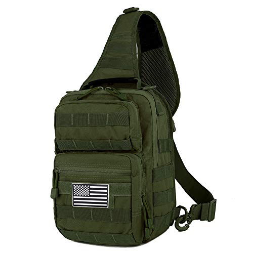 QT&QY Tactical Sling Bag For Men Small Military Rover Shoulder Backpack EDC Chest Pack Molle Assault Range Bag