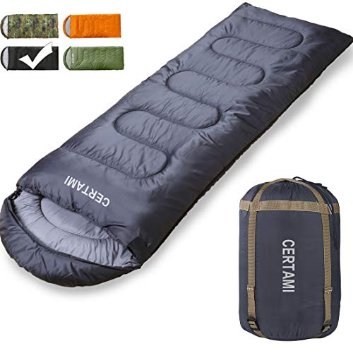 Sleeping Bag for Adults, Girls and Boys, Lightweight Waterproof Compact, Great for 4 Season Warm and Cold Weather, Perfect for Outdoor Backpacking, Camping, Hiking. (Dark Grey/Left Zip).