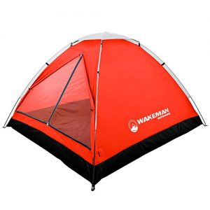 2-Person Tent, Water Resistant Dome Tent for Camping with Removable Rain Fly and Carry Bag, Lost River 2 Person Tent by Wakeman Outdoors (Red/Gray)