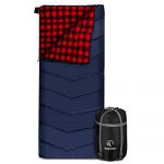 REDCAMP Cotton Flannel Sleeping Bag for Adults, XL 32/41/50F Comfortable, Envelope Sleeping Bag with Compression Sack, Red Plaid 2lbs(79"x33")